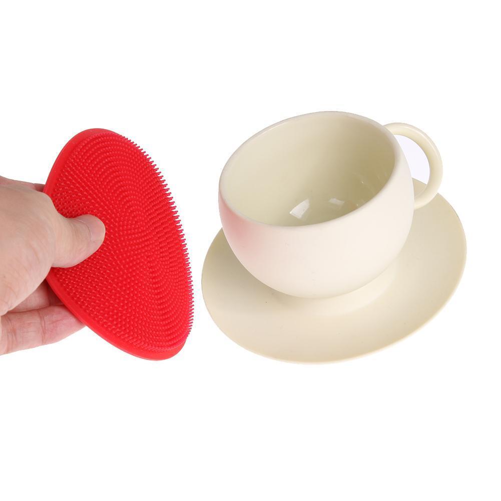 Silicone Dish Bowl Cleaning Brushes Scouring Pad Pot Pan Wash Brushes Red