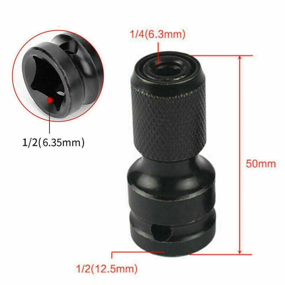 Wrench 1/2inch Drive to 1/4inch Hex Drill Chuck Converter Change Socket Adapter