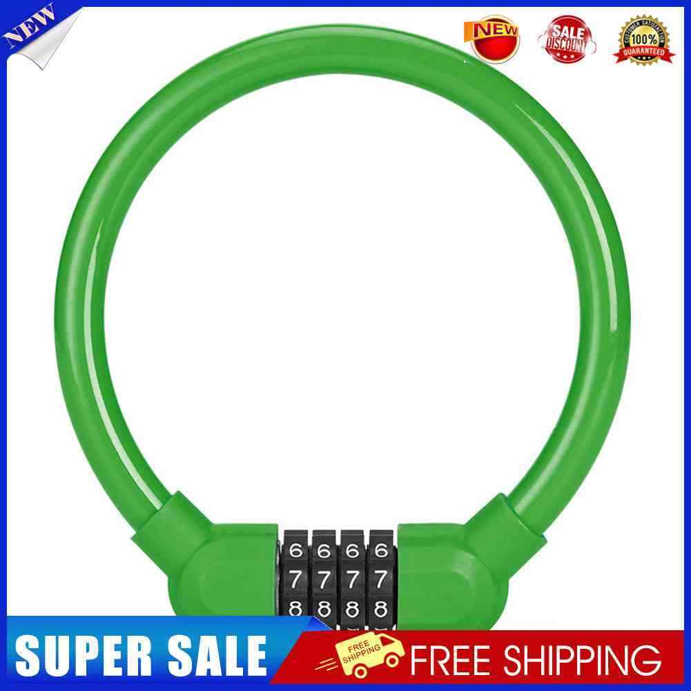 Bicycle Safety Cable Locks MTB Anti Theft 4 Digit Password Lock (Green)