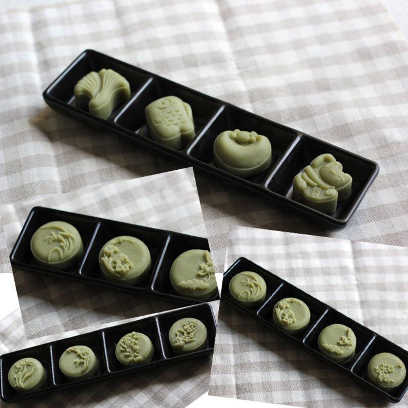 50g Moon Cake Mold 4 Plum Orchid Stamps Mooncake Hand Pressure Pastry Mould DIY