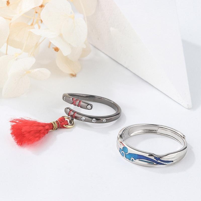 Matching Open Band Ring Adjustable Lovers Ring Set for Girlfriend Boyfriend
