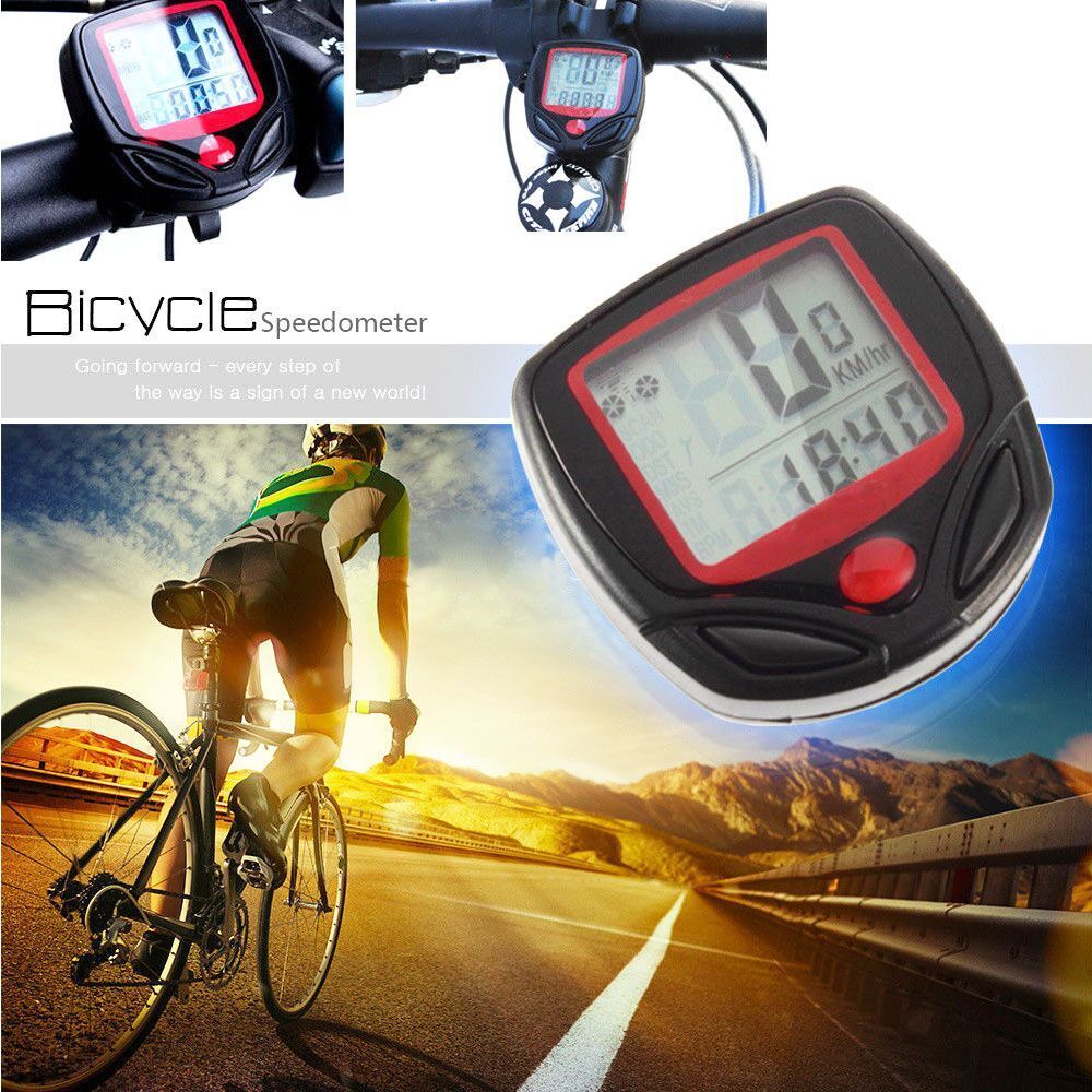 LCD Digital Riding Bicycle Odometer Bike Computer Speedometer Cycling Stopwatch
