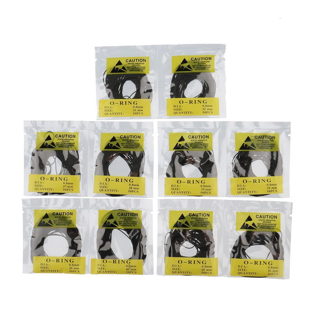 500pcs 0.8mm Watch Case Back Gaskets Rubber O-Ring sealing washers 31-40mm