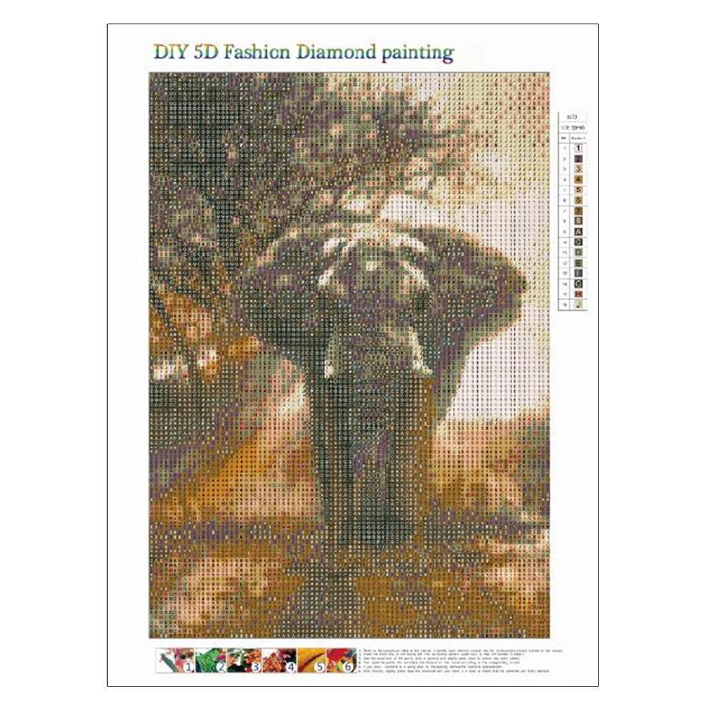 DIY 5D Elephant Full Drill Round Diamond Painting Embroidery Home Decor