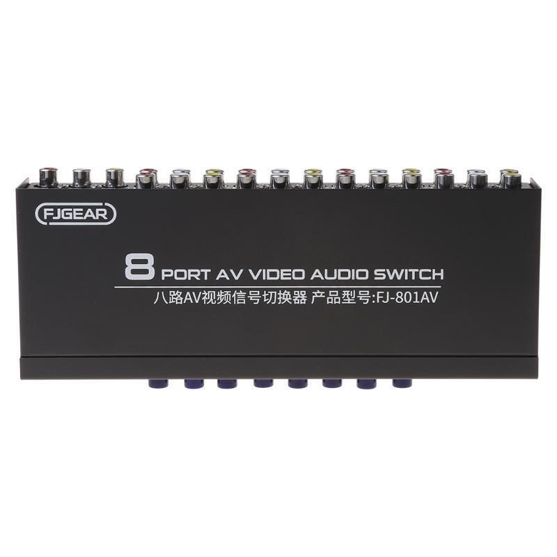 8-Way AV Switch RCA Switcher 8 in 1 out Composite Video L/R Selector Box for DVD