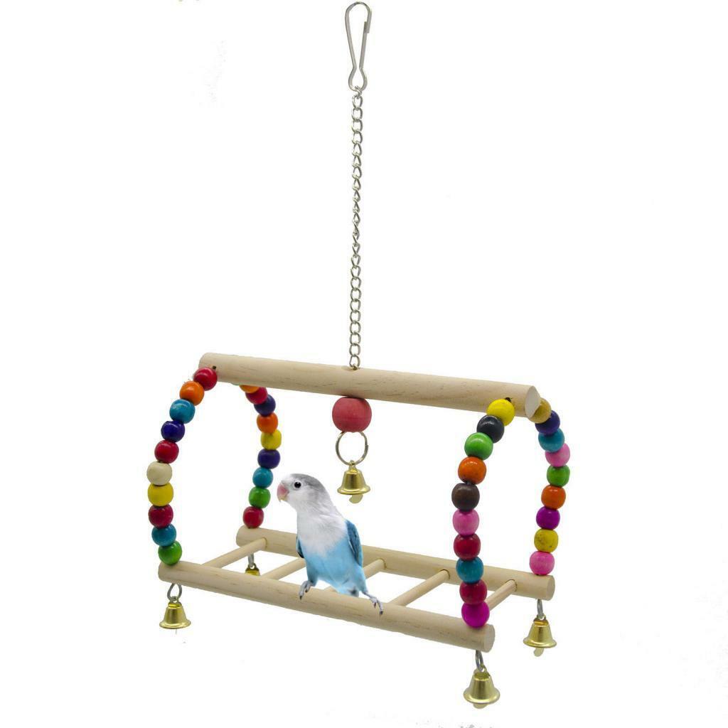 Parrots Cage Hanging Swing  Ladder Stand Perch  to Large Birds