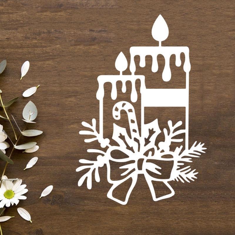 Christmas Candle Flower Metal Cutting Dies Stencil DIY Scrapbooking Album Paper