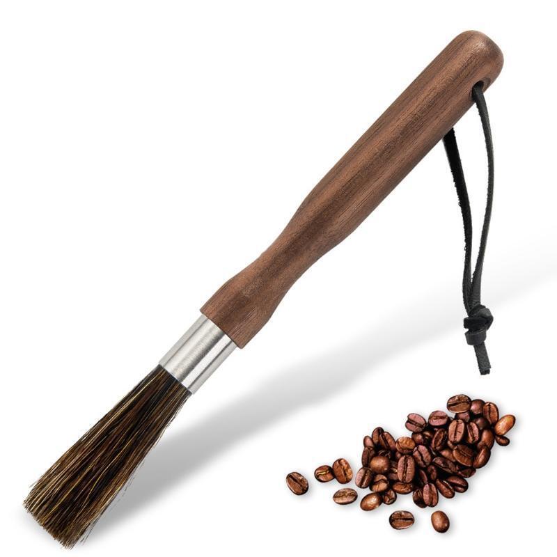 Cleaning Brush for Coffee Grinder Natural Bristles Black Walnut Espresso Brush