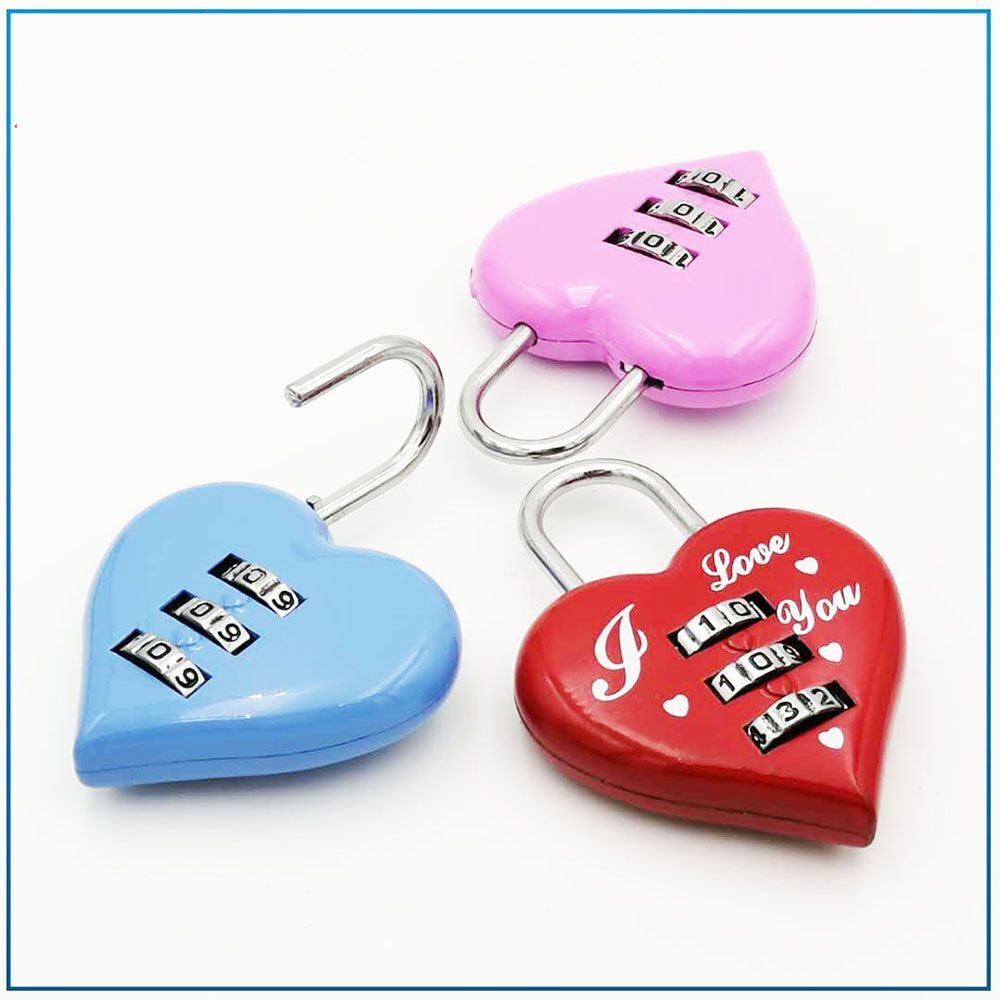 3 Digits Number Password Lock Color Padlock Heart Shape Combination Padlock