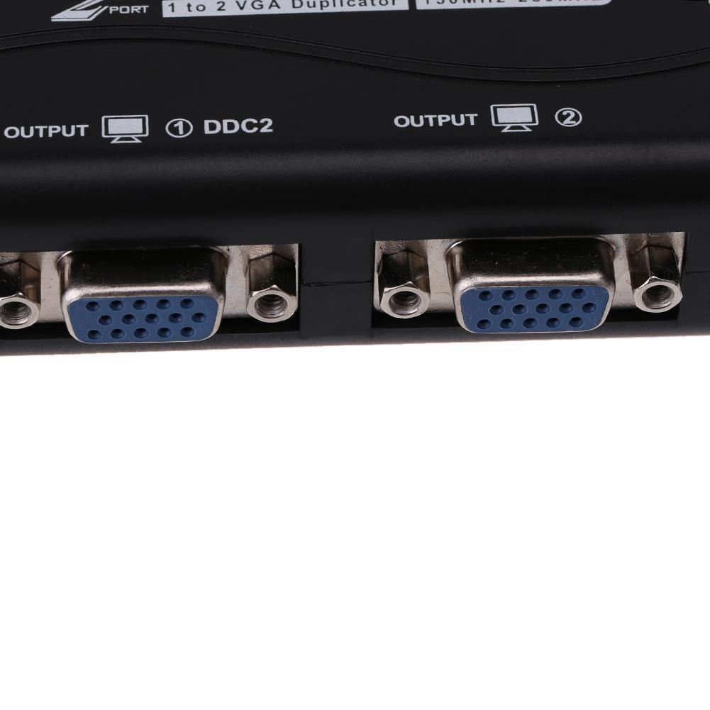 1pc 1 to 2 250MHz HD VGA UHD Signal Splitter Video Duplicator Amplifier
