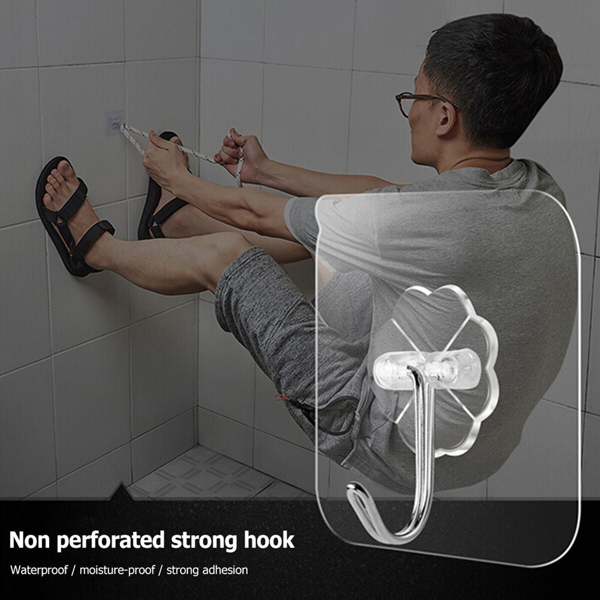 Wall Hooks - Pack of 10 Reusable Seamless Self Adhesive Utility Hooks