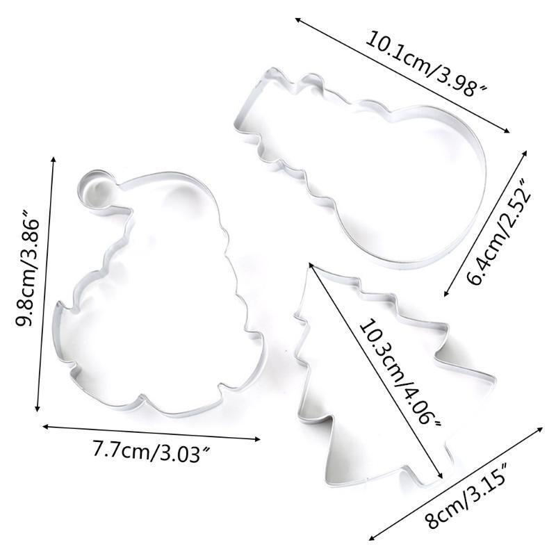 3pieces Cookie Cutters Set Stainless Steel Mold Cutter Baking Tools & Accessory