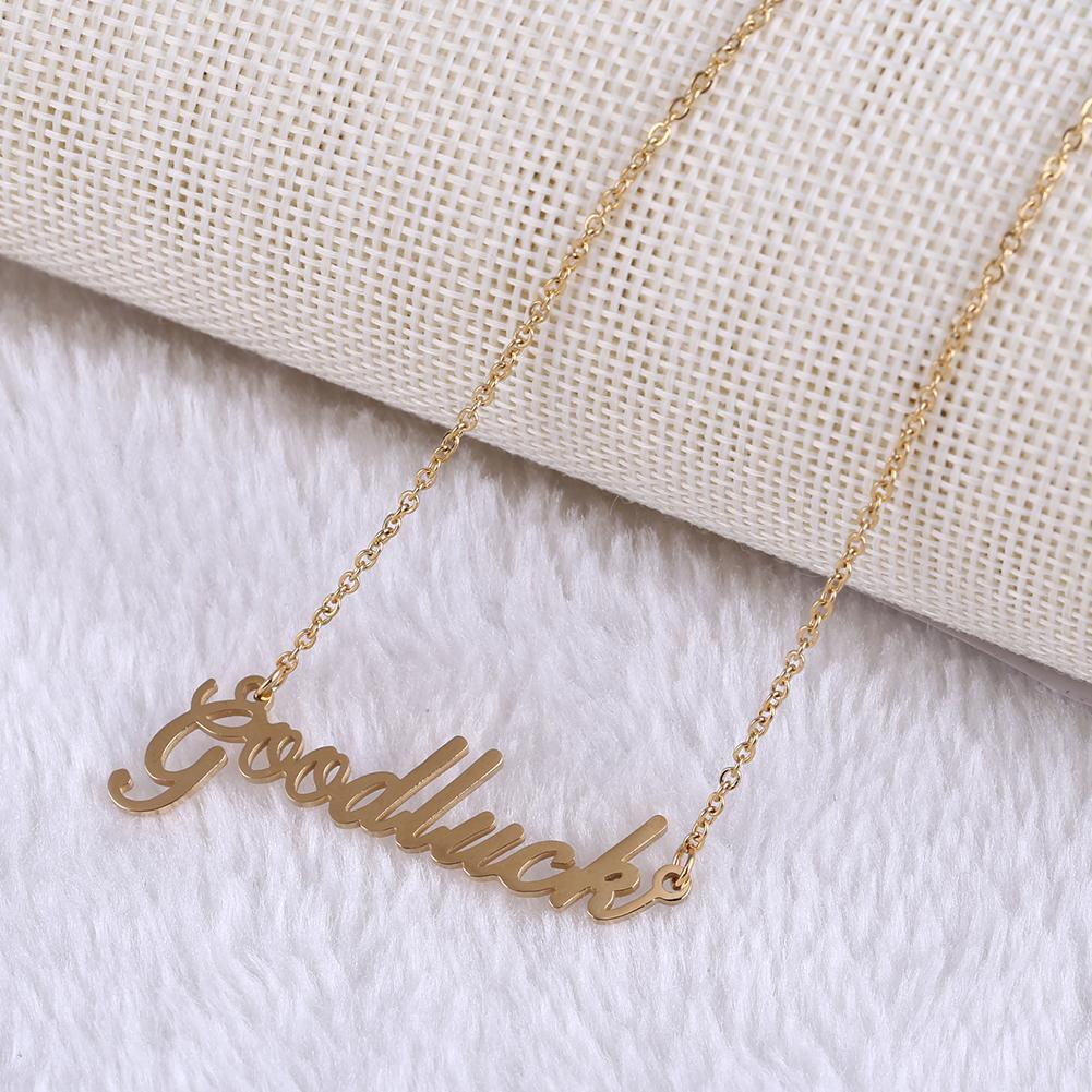 Fashion Women Letter Goodluck Pendant Charm Clavicle Chain Necklace Jewelry
