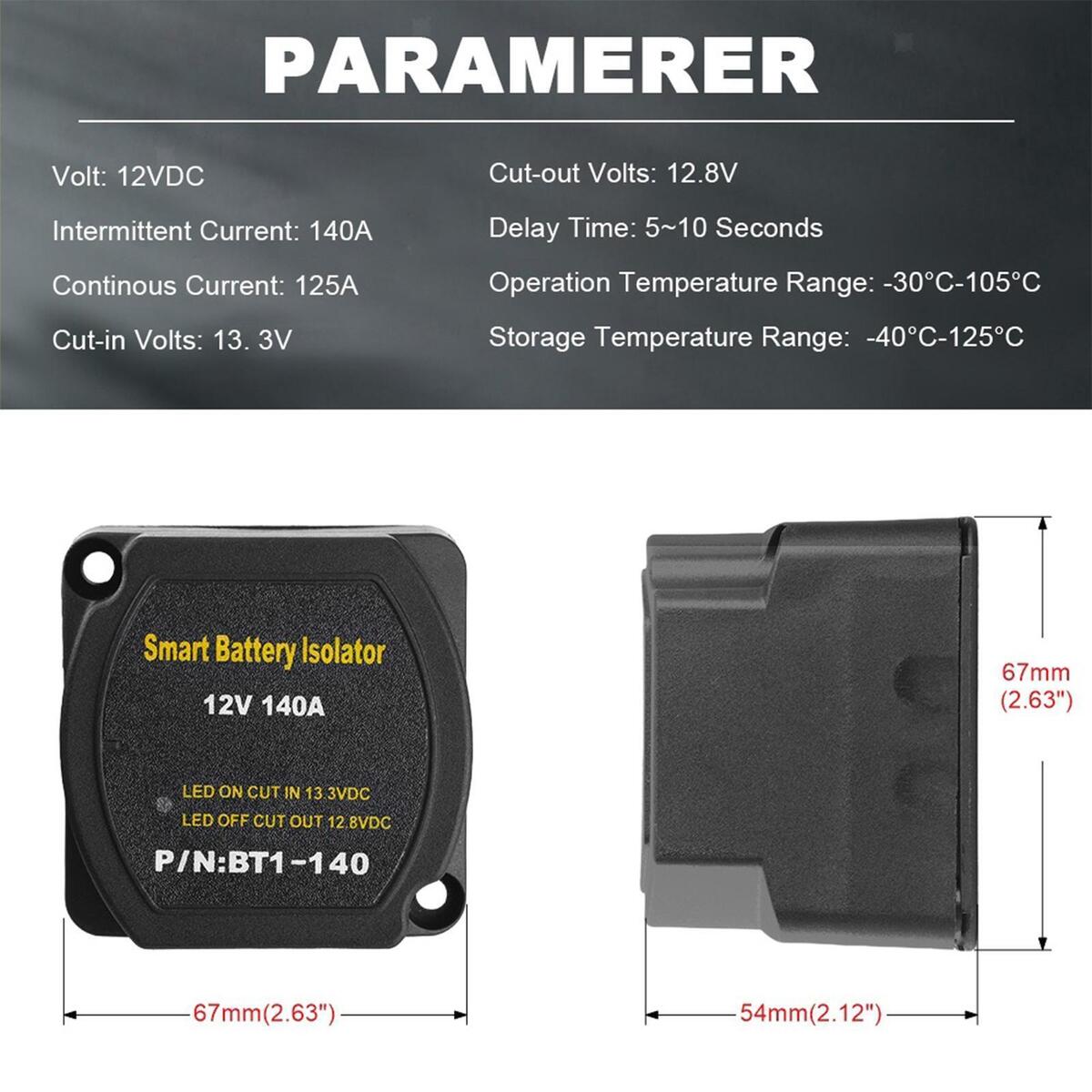12V Smart Dual Battery Isolator Dual Battery Chargers for ATV UTV Rv'S
