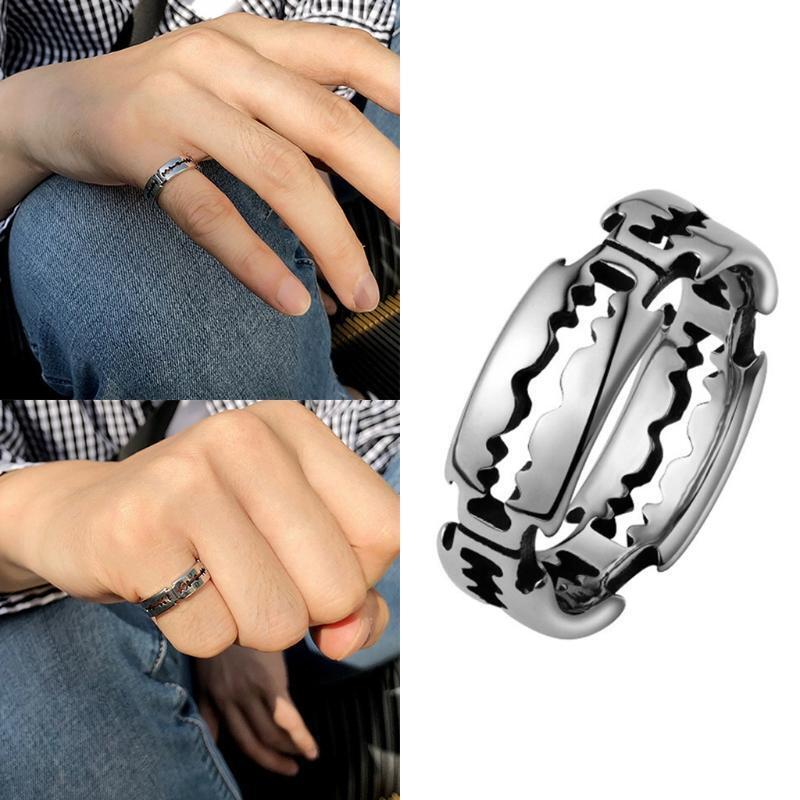 Adjustable Jewelry for Women Girl Blade Shape Band Ring Open Ring Hip Hop Style