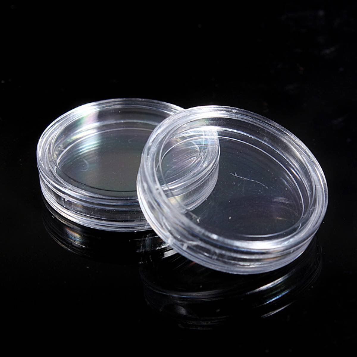 10 pcs Small round transparent plastic coin capsules box 21mm L4R2 D2A4