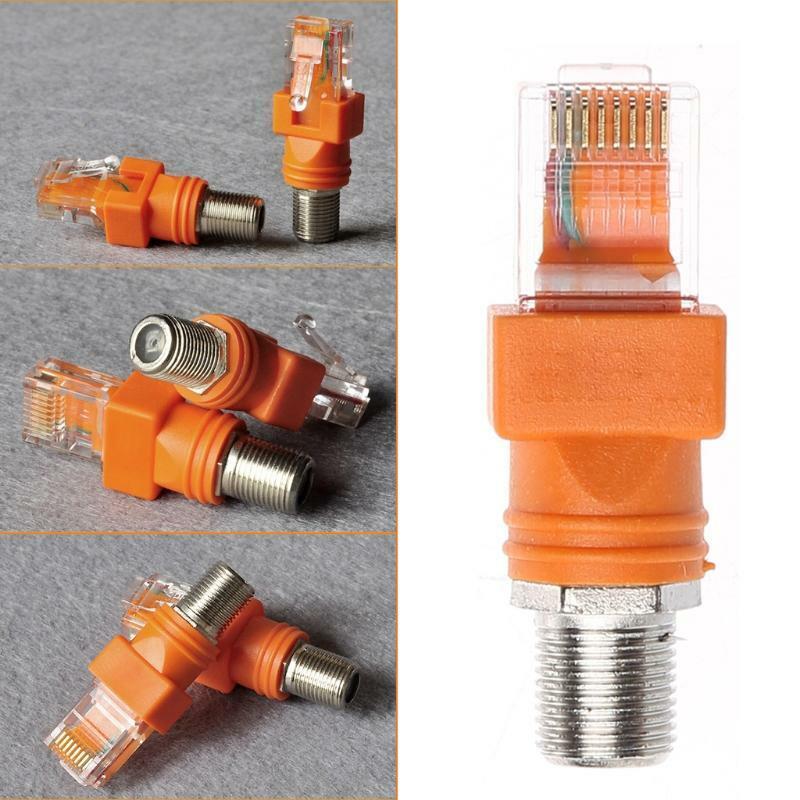 F Female to RJ45 Male Coaxial Barrel Coupler Adapter RJ45 to RF Connector Coax