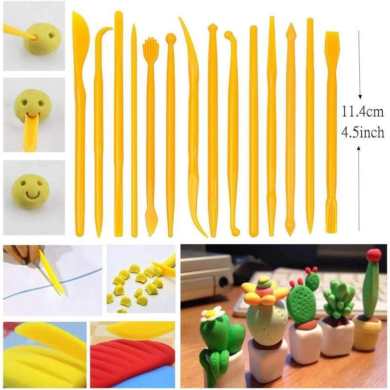 Kids Clay Sculpting Tools Circle Shape Cutters Cake Decorating Double-Head 63pcs