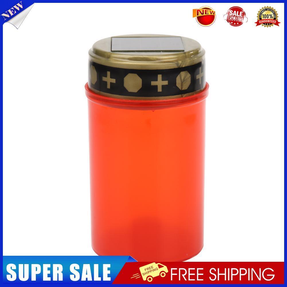 Grave Electronic LED Candle Lamp Flameless Solar Decorative Tea Light (Red)