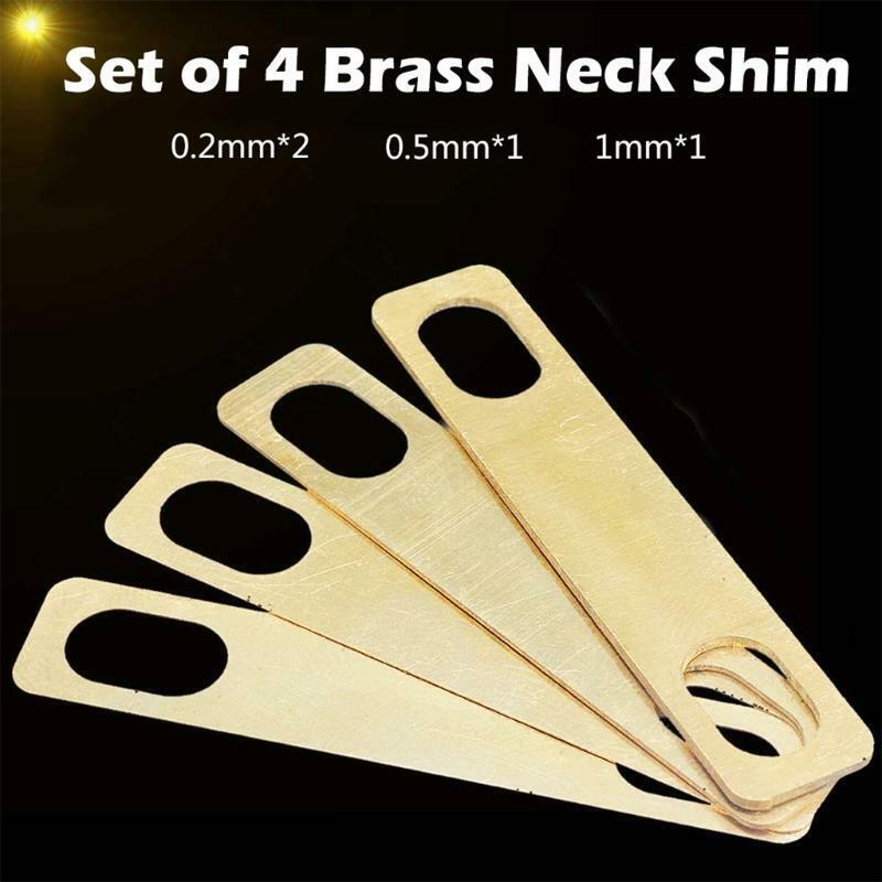 4 Pieces Guitar Neck Shims Neck Wedges Brass Shims for Electric Guitar Bass