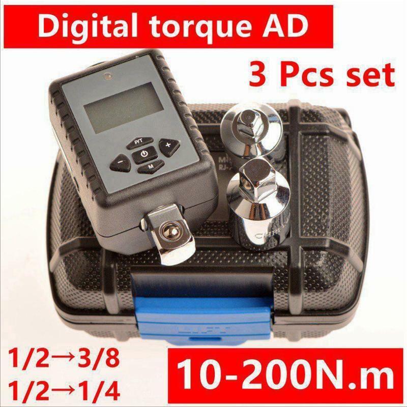 1/2" Dr. Digital Torque Wrench Adaptor Micro Meter Unit w/ 3/8" & 1/4" Reducers