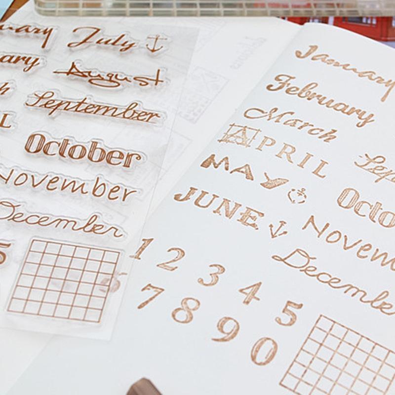 Month Number Clear Silicone Stamp for DIY Journaling Card Diary Embellishments