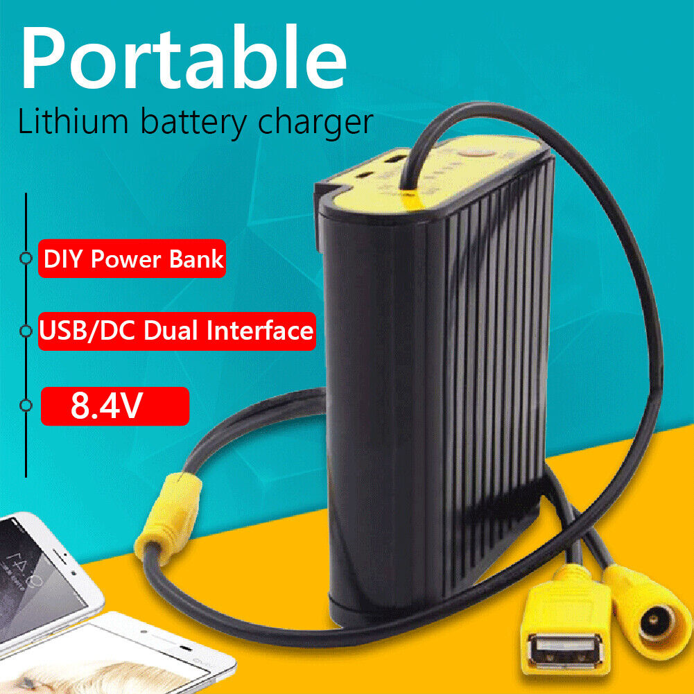18650 Battery Pack Power Bank Case 8.4V DC + 5V USB Output for Bike Light