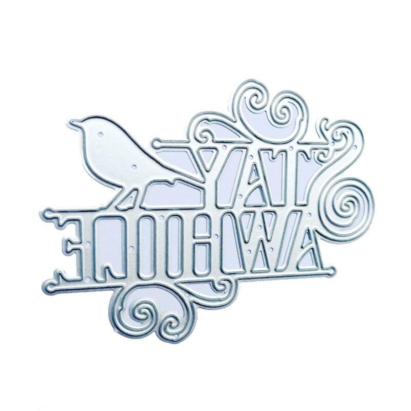 Bird Stay A While Letter Metal Cutting Dies Embossing Stencil DIY Album Template