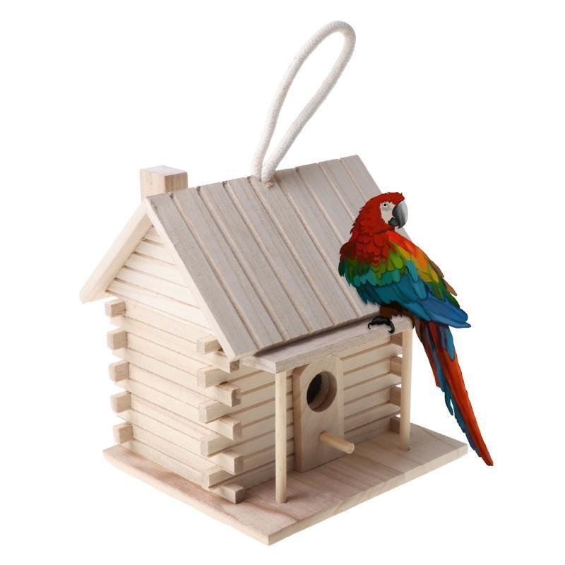 Wood Bird House with Perch Small Birdhouse to Paint Wooden Sleeping Nest
