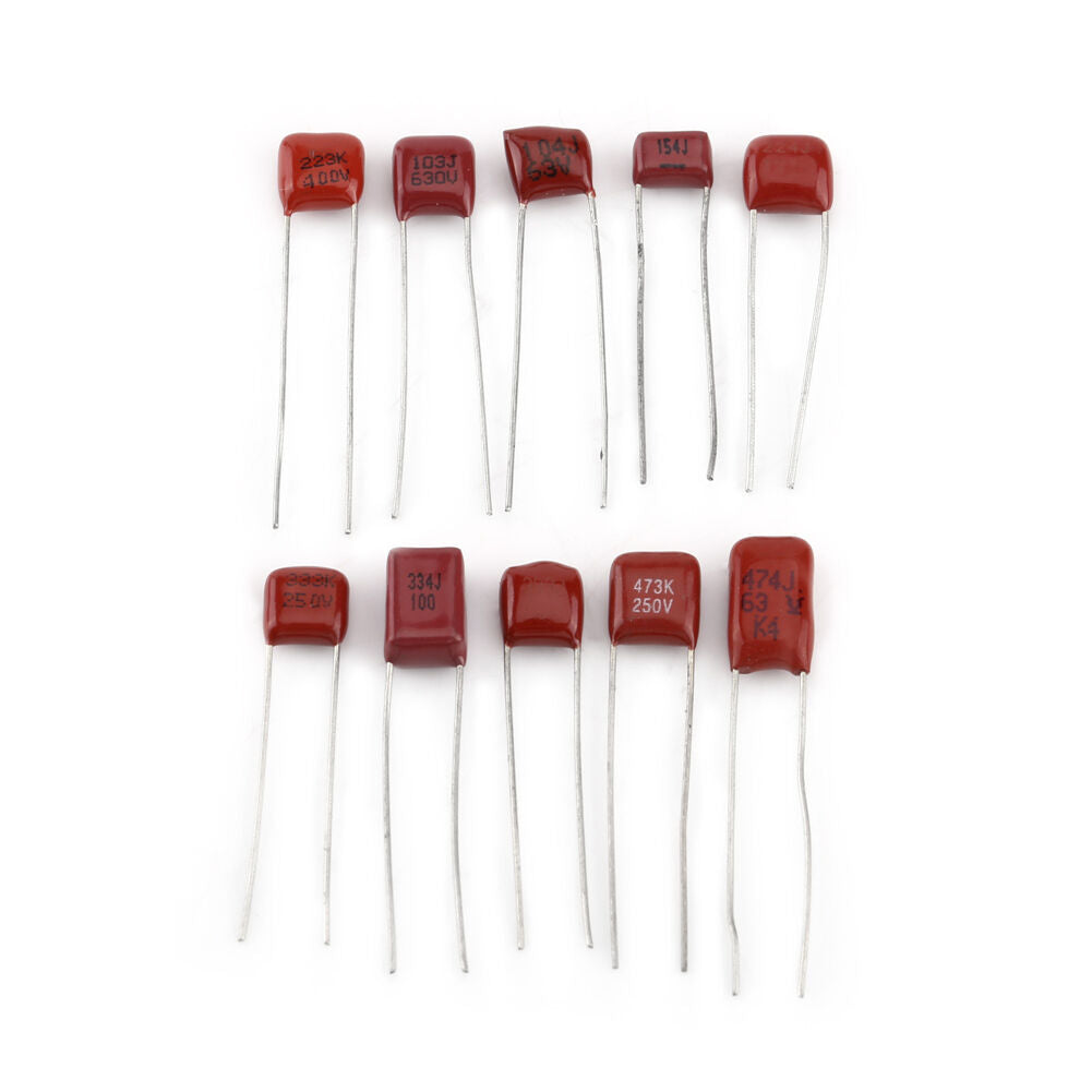 100Pcs 10 Values 10nF-470nF CBB Polypropylene Film Capacitors Set Assortment Kit