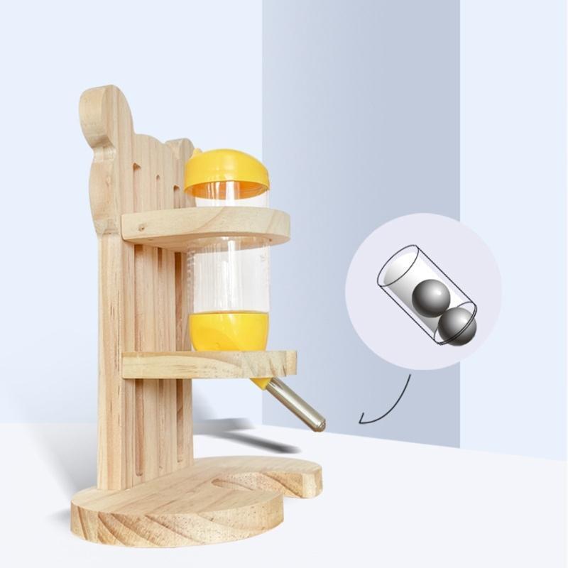 Hamster Water Bottles Position Adjustable Drinking Bottle with Wooden Base