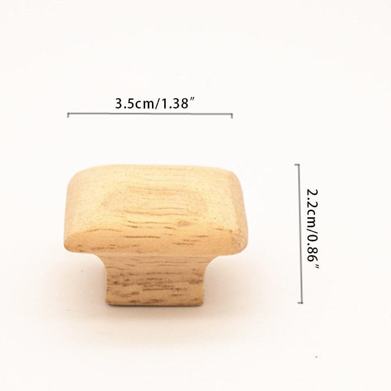 6x Rubber Wood Dresser Knob Cabinet Door Handle Square Wardrobe Pulls Non-toxic