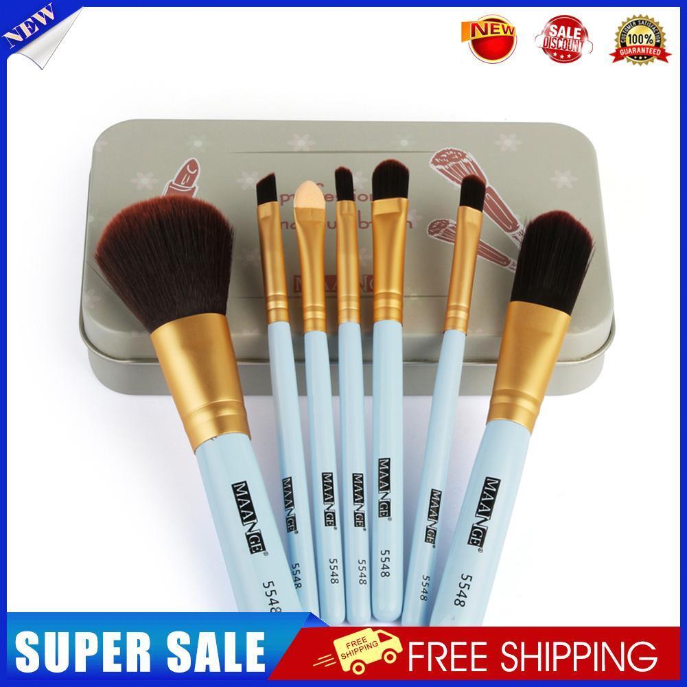 Portable 7pcs/Set Pro Makeup Brushes Foundation Eye Face Cosmetic Tool/Blue