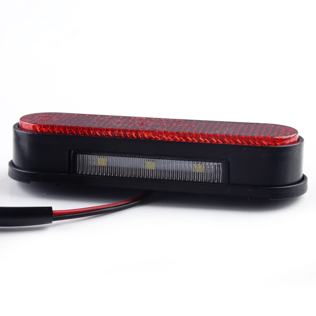 Motorcycle 3 LED Number License Plate Light + Red Reflector