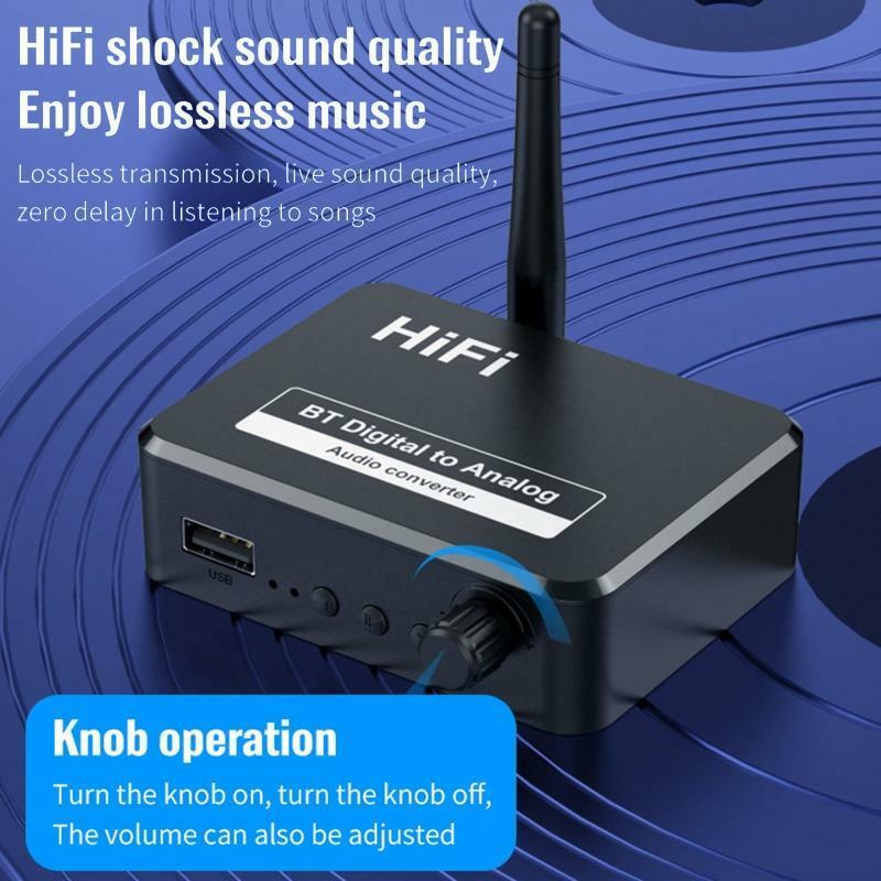 Audio Transmitter and Receiver 3.5mm AUX Wireless Bt Adapter Smart Black