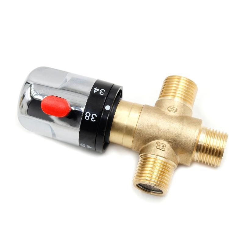 Brass Thermostatic Mixing Valve Bathroom Faucet Temperature Mixer Control Home