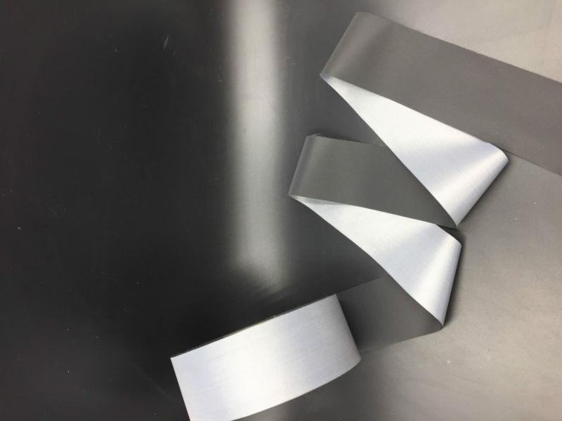 black Reflective Tape Safty Strip Sew 5cm 2'' Trim Gray Synth Fabric