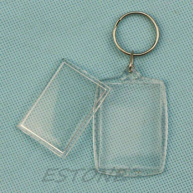 Acrylic Plastic 40 x 27 mm BLANK KEYRINGS Insert Photo Passport Key rings