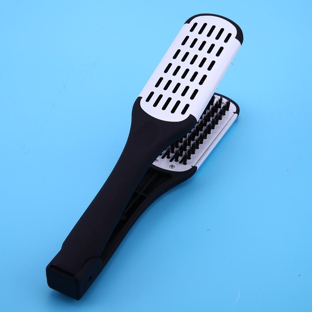 Plywood Bristles Comb Straightener Electric Heat Brush Hair Straightener