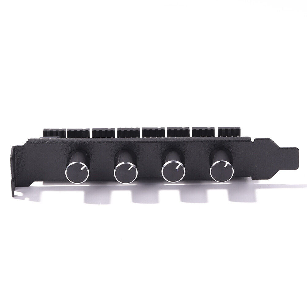 12V Computer Case Fan Hub Regulator 8 Way 4 Knob SATA/3Pin Speed Controller
