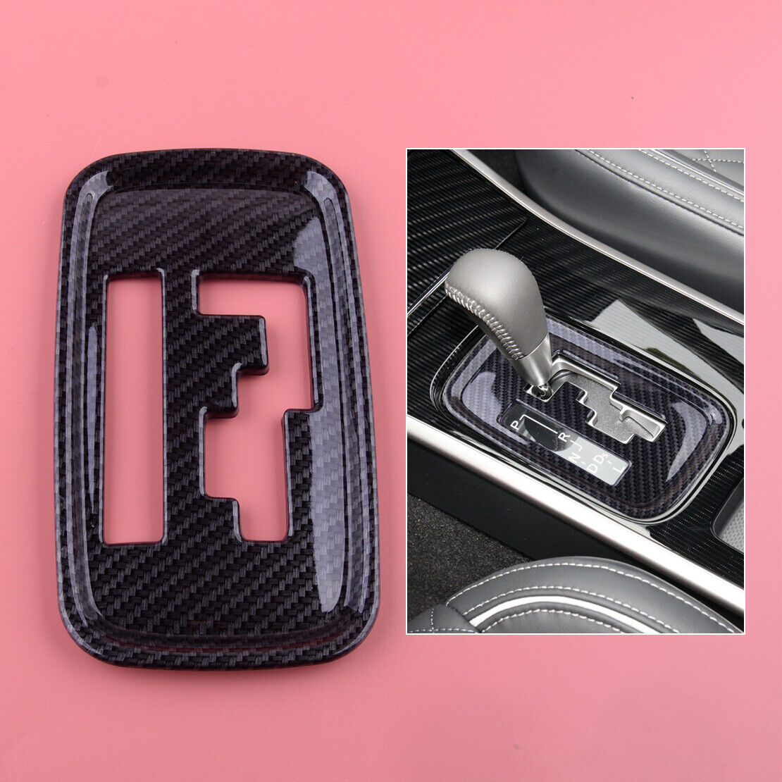 Carbon Fiber Look Gear Shift Panel Cover Trim Fit For Mitsubishi Outlander 13-20