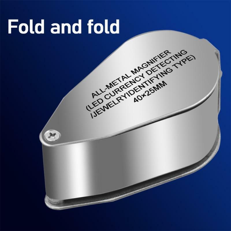 40X Full Metal Illuminated Jewellery Magnifier Folding Scientific Document Loupe