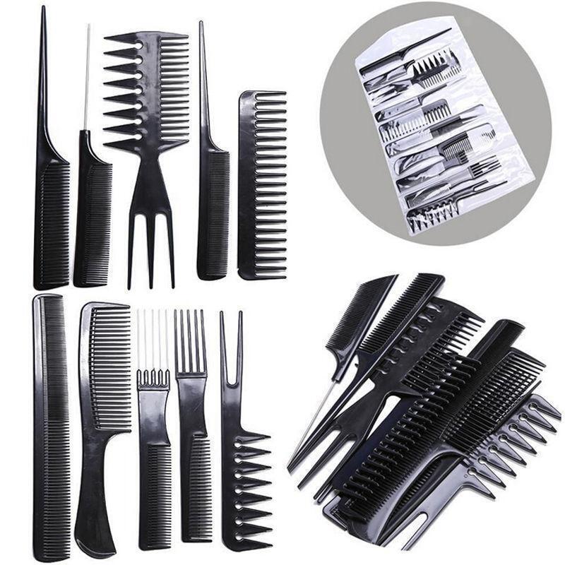 10pcs Black Professional Salon  Styling Comb Brushes