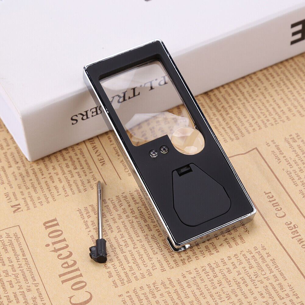 Mini Magnifying Glass 3X 10X Magnifier Handheld Loupe with LED UV Lights