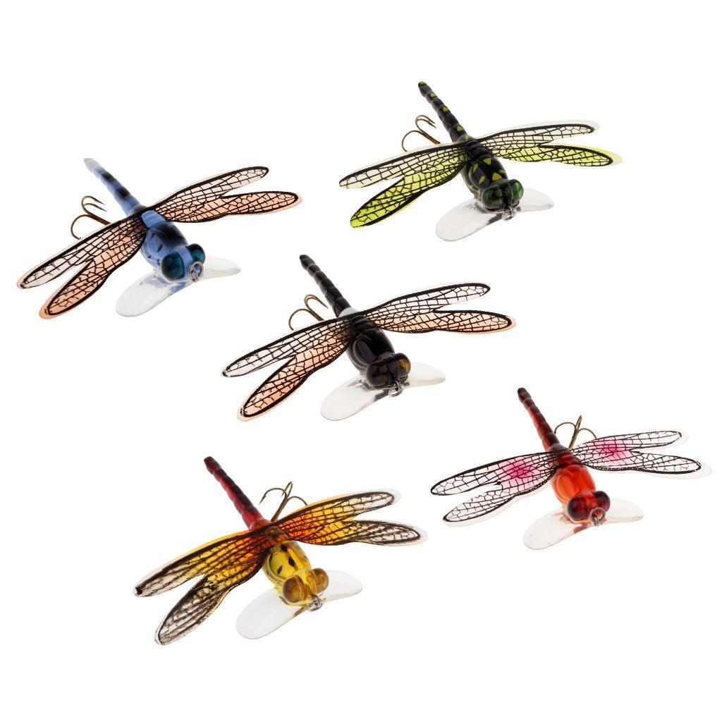 3x Long Tail Dragonfly Fly Fishing Lures Floating Topwater Bait for Bass