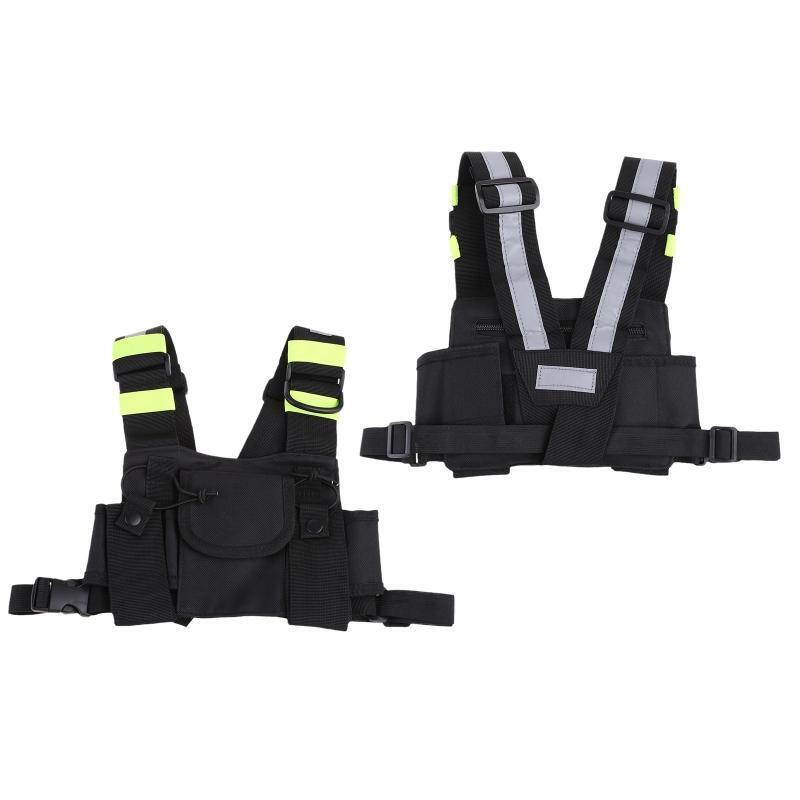 Universal Double Radio Shoulder Rig Bag Pocket Pack Holster Vest for Two Way