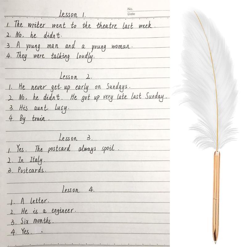 White Feather Ballpoint Pen Bullet Point Quick-drying for Writing DIY Graffiti