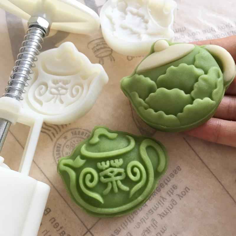 50g Teapot Shaped Plastic Mooncake Moulds Moon Cake Molds DIY Baking Accessories