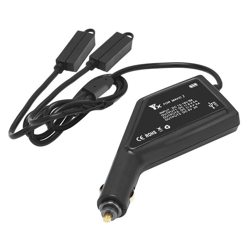 3 in 1 Car Charger Kit Dual Battery Charging Hub Charger Adapter for DJI Mavic 3