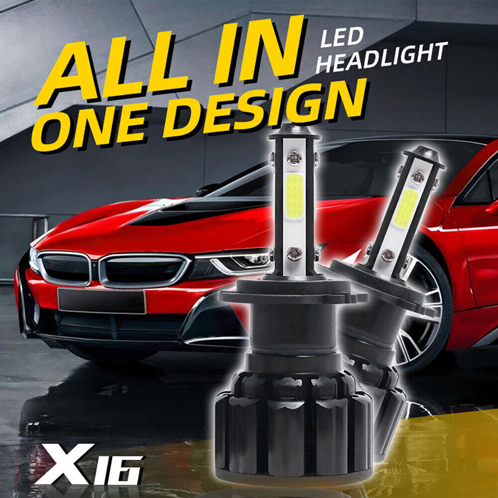 4 Sides LED Car Auto Headlight Fog Lamp Bulbs 6500K 8000LM 52W 9-32V (H7)